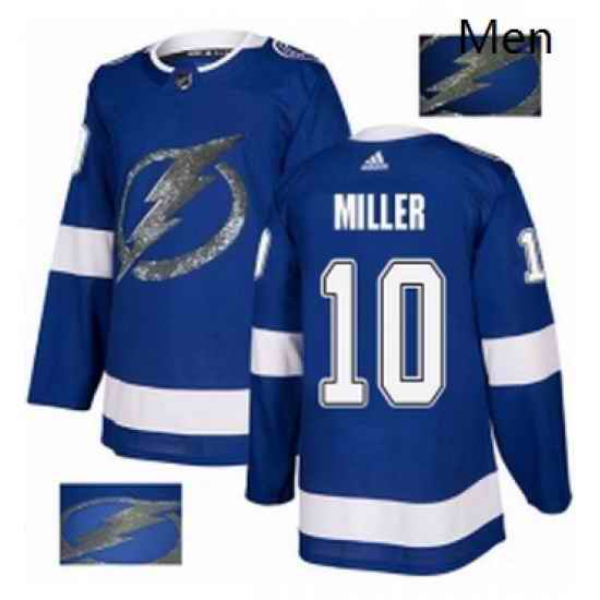 Mens Adidas Tampa Bay Lightning 10 JT Miller Authentic Royal Blue Fashion Gold NHL Jersey